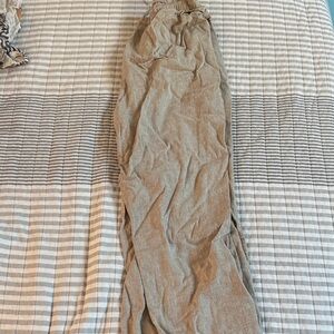 Abercrombie & Fitch Tan Straight Leg Linen Pants